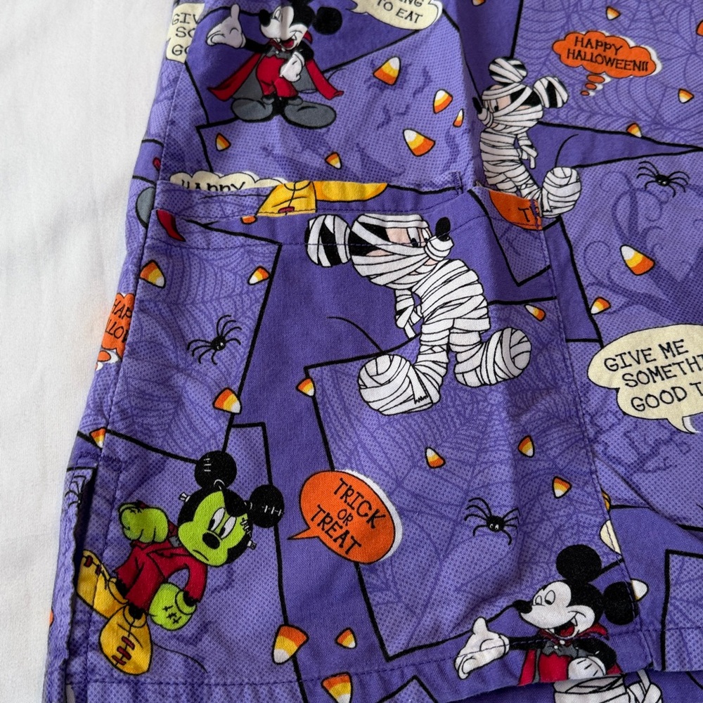 Disney Purple Mickey Mouse Halloween Scrub Top - Picture 5 of 7